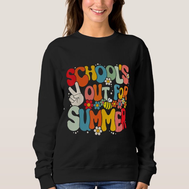 Groovy School s Out For Summer Graduation Teacher  T Shirt (Framsida)