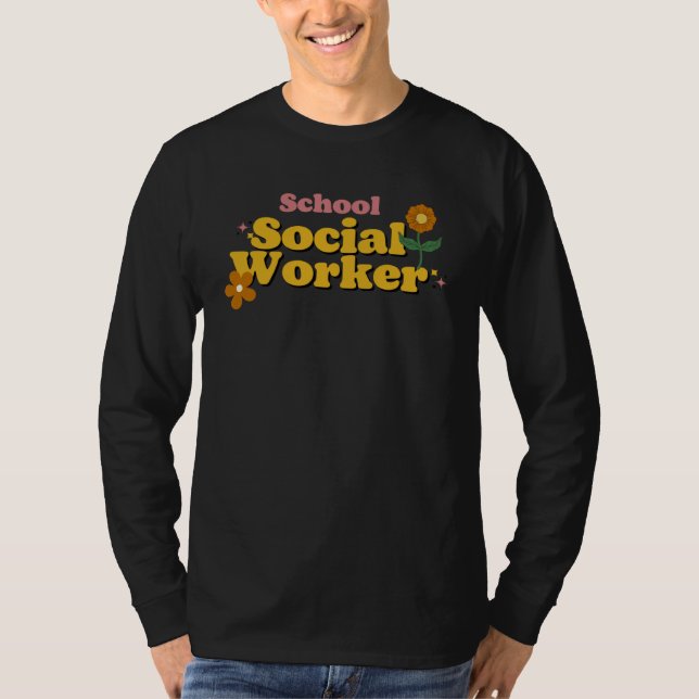 Groovy School Social Worker Coping Skills Back To  T Shirt (Framsida)