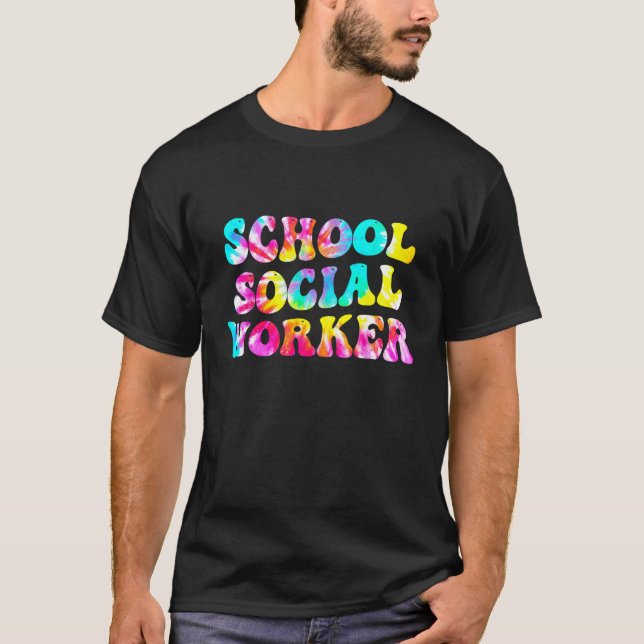 Groovy School Social Worker Tie Dye Appreciation S T Shirt (Framsida)
