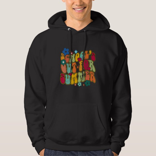 Groovy Schools Out for Summer Ladies Women Kids Te Hoodie (Framsida)