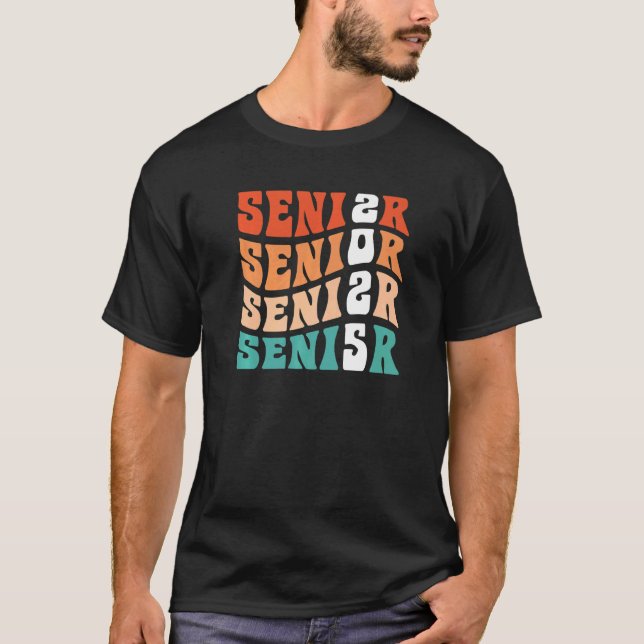 Groovy Senior 2025 Studenten My Last First Day Se T Shirt (Framsida)