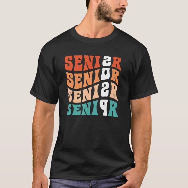 Groovy Senior 2029 Studenten My Last First Day S T Shirt (Framsida)