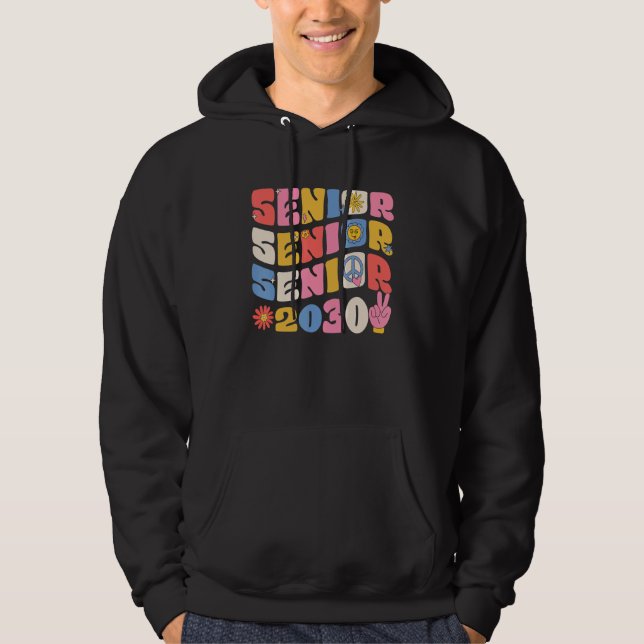 Groovy Senior 2030 Graduation Back To School Class Hoodie (Framsida)