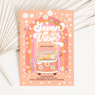 Groovy Seven är en Vibe Van Buss 7-årsdag Inbjudningar