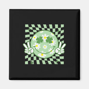 Groovy Shamrock Leende Ansikte St Patricks Day Män Magnet