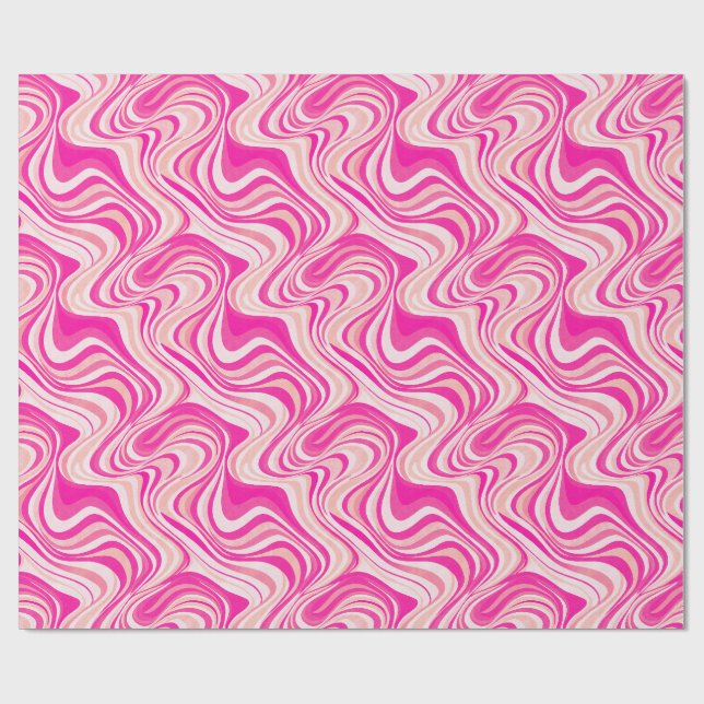 Groovy Shock rosa Vågar, Rosa Marble Swirls Presentpapper (Platt)