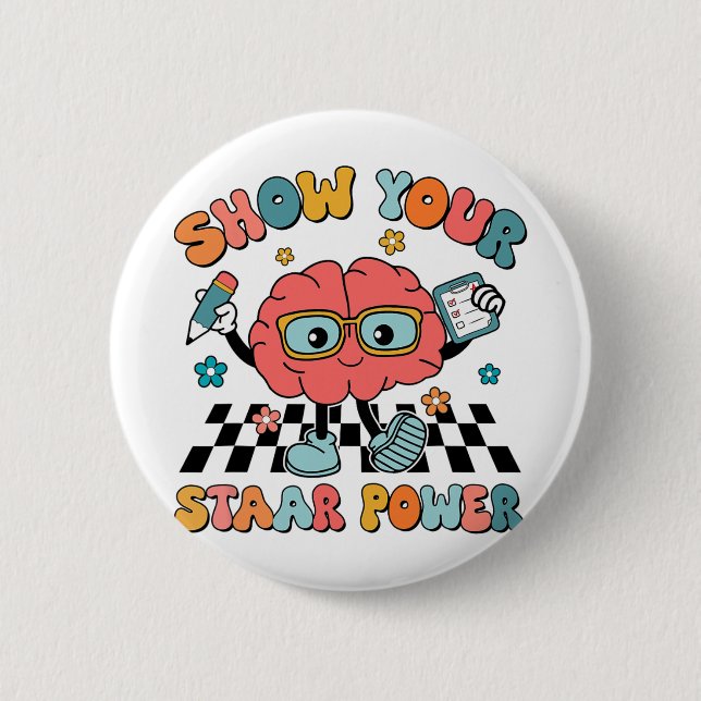 Groovy Show your Staar Power Brain Teacher Testing Knapp (Framsida)