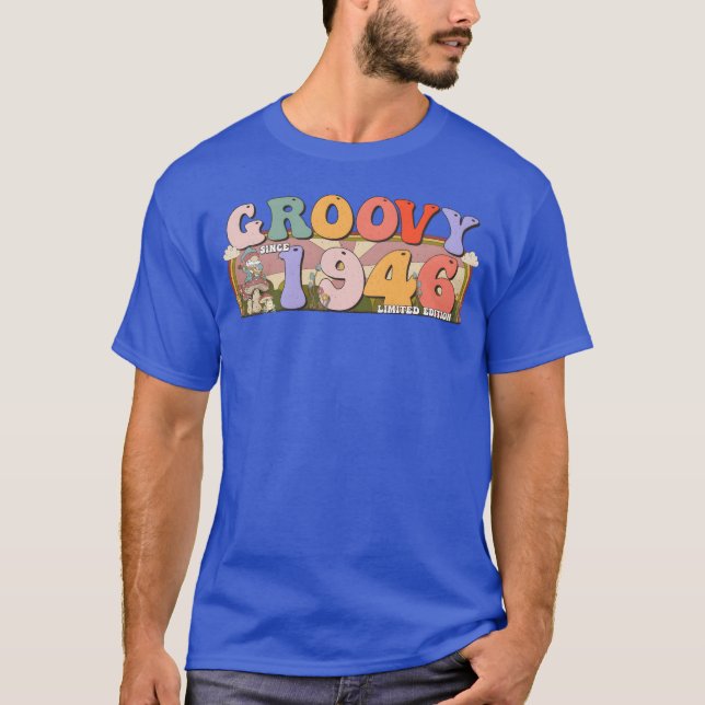 Groovy Since 19 Retro Hippie 77th Birthday girl T Shirt (Framsida)