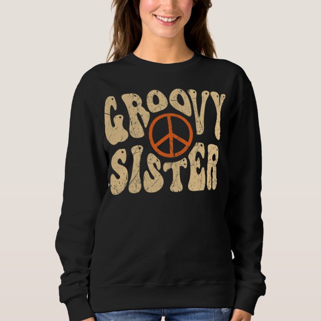 Groovy Sister 70s Aesthetic Nostalgia 1970's T Shirt (Framsida)