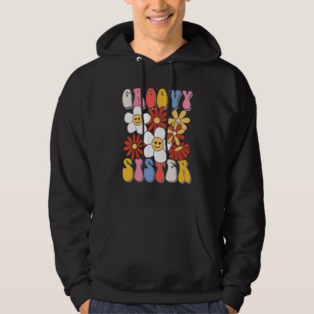 Groovy Sister Mothers Day Retro 60s 70s 80s Family Hoodie (Framsida)