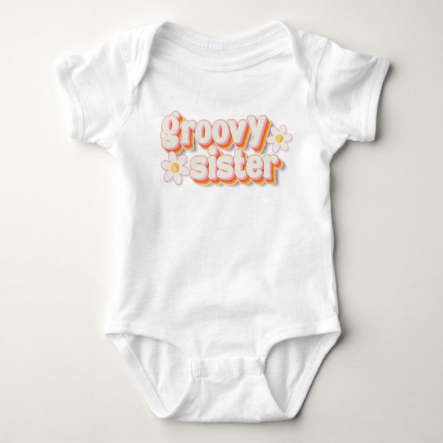 Groovy Sister Retro Daisy Baby Bodysuit | Boho 70- T Shirt (Framsida)