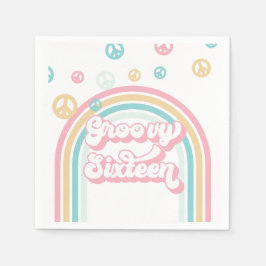 Groovy Sixteen Retro Sommar Regnbåge Pappersservett
