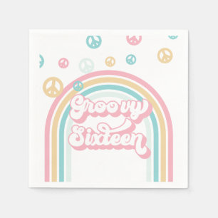 Groovy Sixteen Retro Sommar Regnbåge Pappersservett