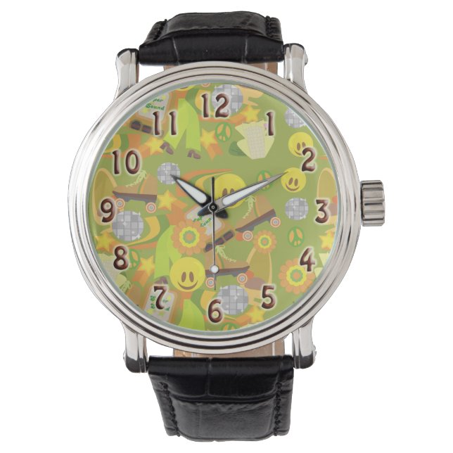 Groovy Sjuttiotalsmönster Armbandsur (Framsida)
