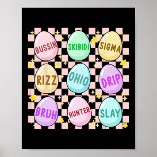 Groovy Skibidi Påskägg Funny Rizz Meme Påsk H Poster