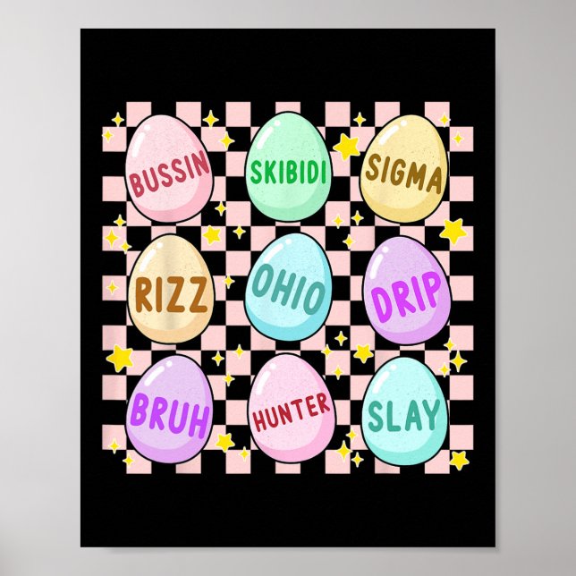 Groovy Skibidi Påskägg Funny Rizz Meme Påsk H Poster (Framsidan)
