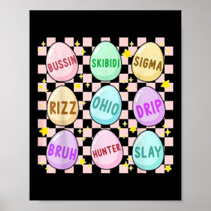 Groovy Skibidi Påskägg Funny Rizz Meme Påsk H Poster