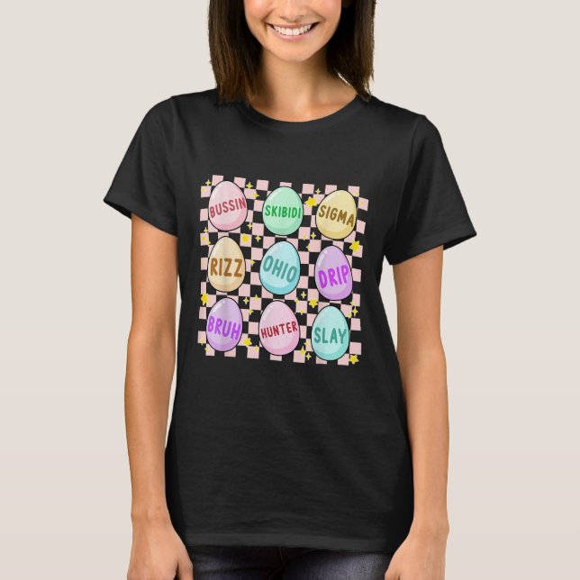 Groovy Skibidi Påskägg Funny Rizz Meme Påsk H T Shirt (Framsida)