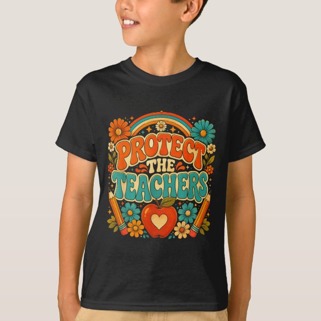 Groovy skydda lärarna retro lärare t shirt (Framsida)