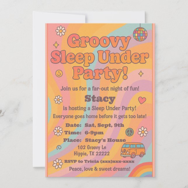 Groovy Sleep Under Birthday Party Invitation Inbjudningar (Framsida)