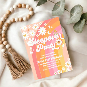 Groovy Sleepover 1-års Födelsedagsinbjudan Inbjudningar
