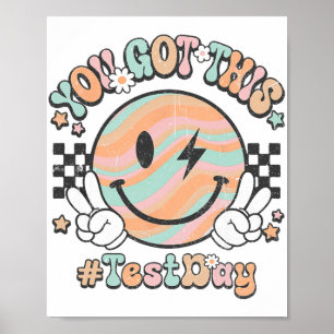 Groovy Smile Ansikte i Har Sten i testdagen Poster