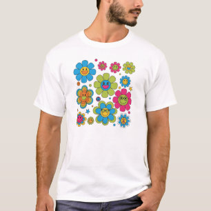 Groovy Smiley face Flowers Vibe-design för åters T Shirt