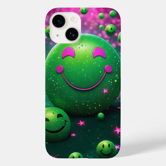 Groovy Smiley Vibes – Neon Green & Cosmic purple (Baksida)
