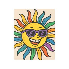 Groovy Smiling Sun Metal Print | Retro 70s