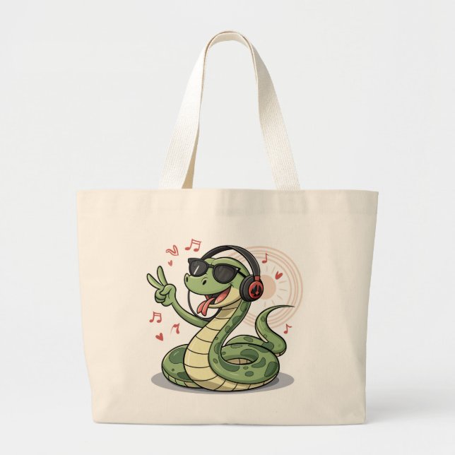 Groovy Snake Beats med Music Funny Bags Design Jumbo Tygkasse (Framsidan)