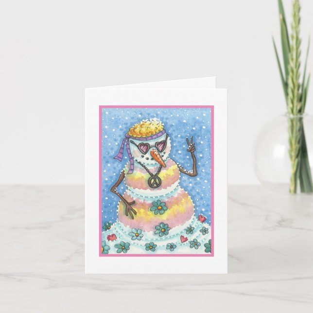 GROOVY SNÖGUBBE PEACE CHRISTMAS GREETING CARD B HELGKORT (Framsida)