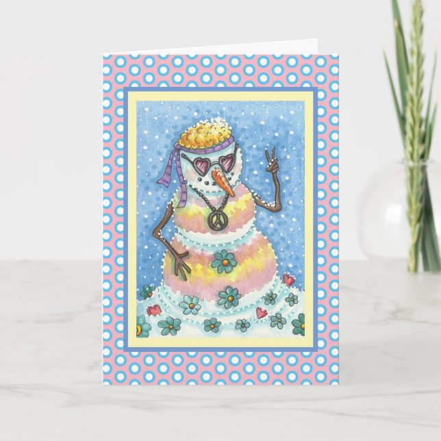 GROOVY SNÖGUBBE PEACE CHRISTMAS GREETING CARD V HELGKORT (Framsida)