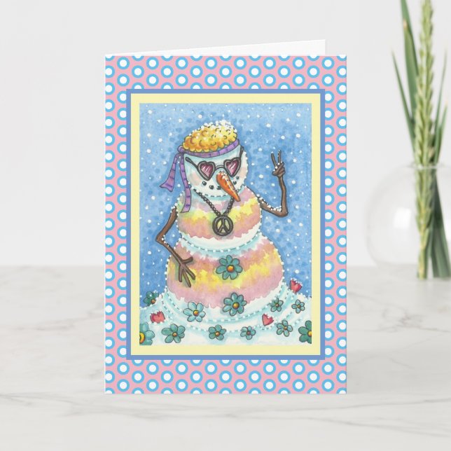 GROOVY SNÖGUBBE PEACE CHRISTMAS GREETING CARD V HELGKORT (Framsida)