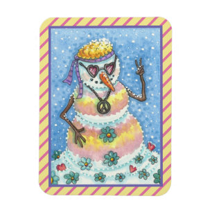 GROOVY SNÖGUBBE PEACE PÅ JARTH CHRISTMAS MAGNET Re