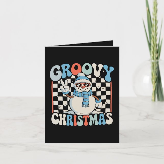 Groovy Snorman Rutig Jul Xmas Barn Snö Kort (Framsida)