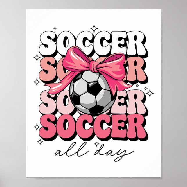 Groovy Soccer Coquette Bow Girls Women Soccer All  Poster (Framsidan)
