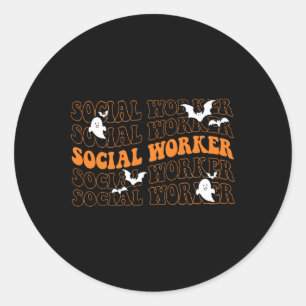 Groovy Social Worker Ghost Halloween School Social Runt Klistermärke