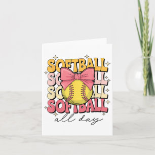 Groovy Softball Coquette Bow Softball Älskare Soft Kort