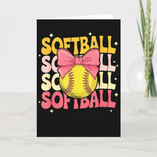 Groovy Softball Coquette Bow Softball Älskare Soft Kort