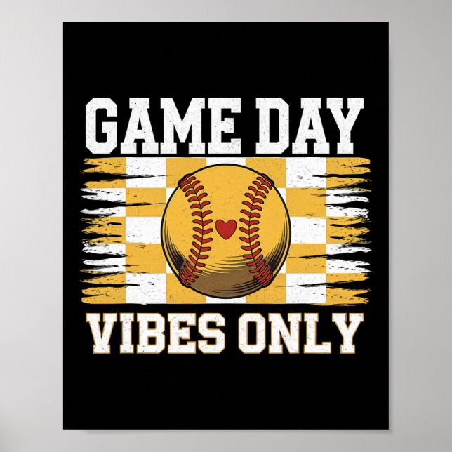 Groovy Softll Women Girls Softll Game Day Vibes  Poster (Framsidan)