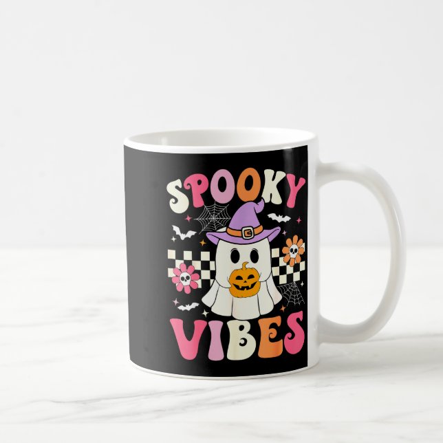 Groovy Soky Vibes Retro Ghost Holding Pumpkin Hall Kaffemugg (Höger)
