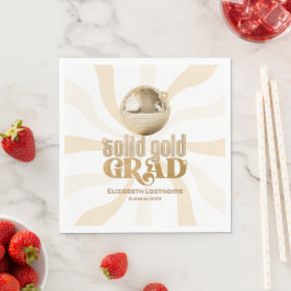 Groovy Solid Guld Grad Disco Studentfest Pappersservett