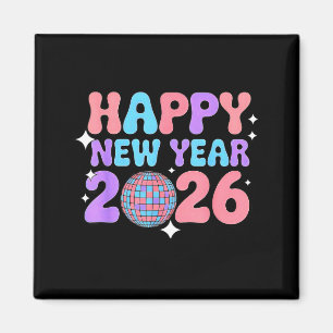 Groovy Söt Gott Nytt År 2026 Disco Boll Magnet