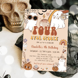 Groovy söta spöken Halloween 4-års födelsedagsfest Inbjudningar