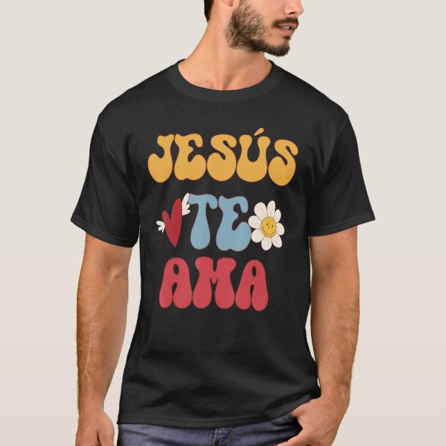 Groovy Spain Jesus Kärlek You Christian 70 s Hipp T Shirt (Framsida)
