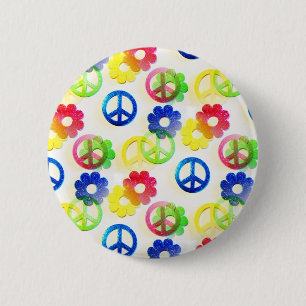 Groovy Sparkles för Hippiefredssymbolerflower Knapp