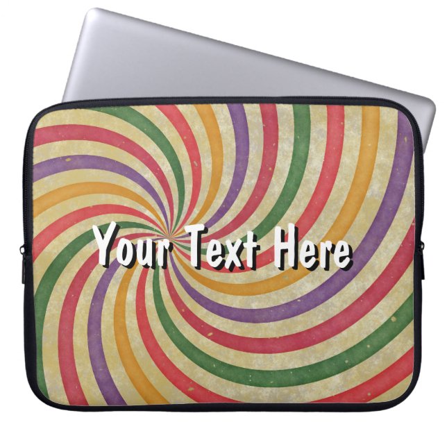 Groovy Spiral Sunbeam Ray Swirl Design Grungy Laptop Sleeve (Framsidan)