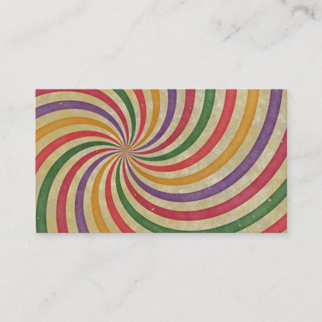 Groovy Spiral Sunbeam Ray Swirl Design Grungy Visitkort (Framsida)