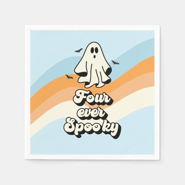 groovy Spöke retro Halloween Four Ever Kuslig Pappersservett (Framsidan)