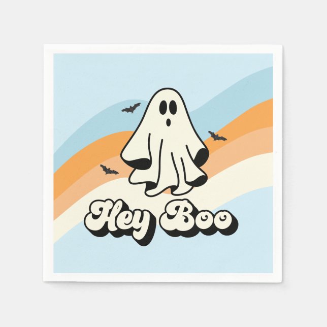 groovy spöke retro Halloween Hej Boo kuslig Pappersservett (Framsidan)